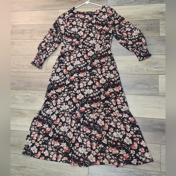 Sanctuary Floral Maxi Black Chiffon Dress Size 4 - Picture 8 of 12